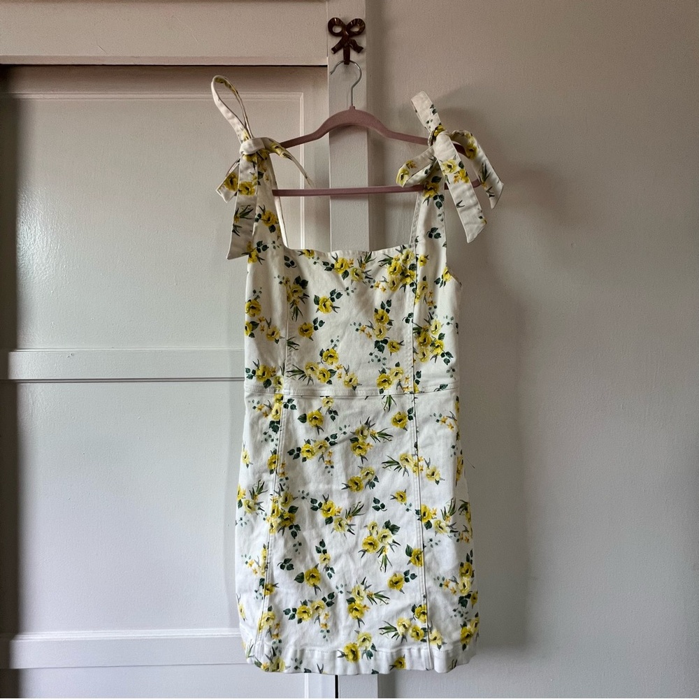 alice + olivia floral denim dress